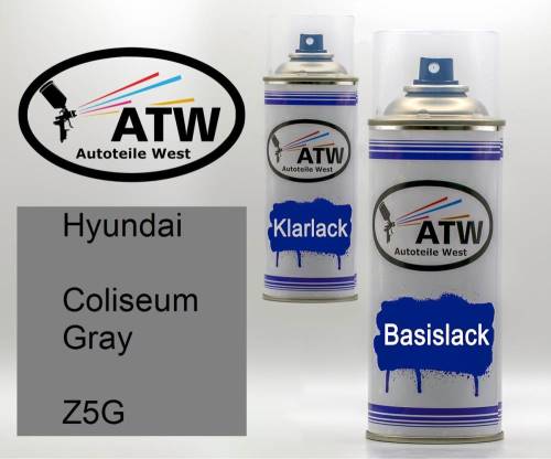 Hyundai, Coliseum Gray, Z5G: 400ml Sprühdose + 400ml Klarlack - Set, von ATW Autoteile West.